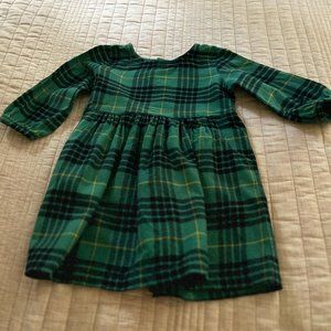 Hanna Andersson Green Plaid Flannel Cozy Dress with Pockets